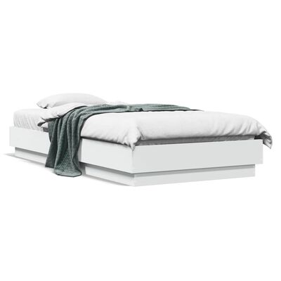 vidaXL gultas rāmis, balts, 90x190 cm, inženierijas koks