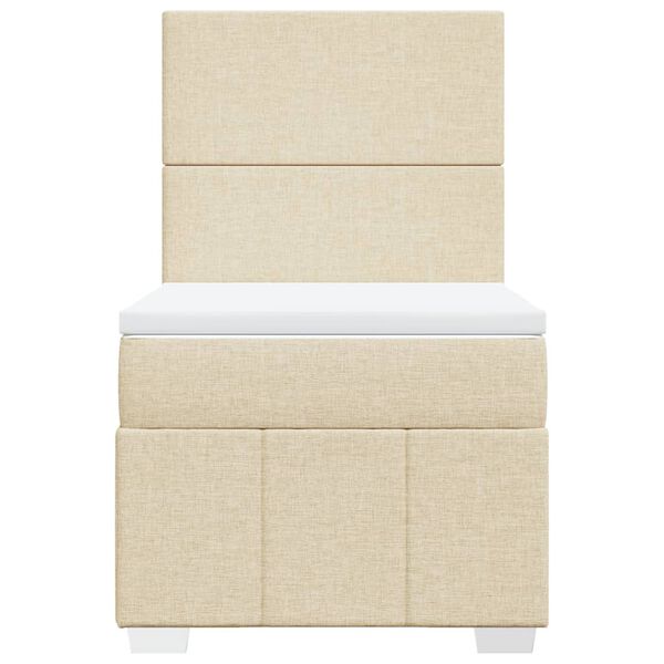 vidaXL atsperu gultas rāmis ar matraci, krēmkrāsas, 80x200 cm, audums