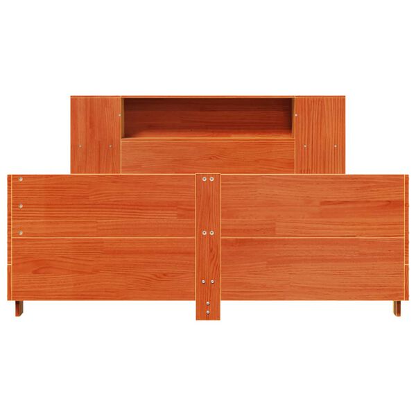 vidaXL gulta bez matrača, vaska brūnas, 150x200 cm, priedes masīvkoks