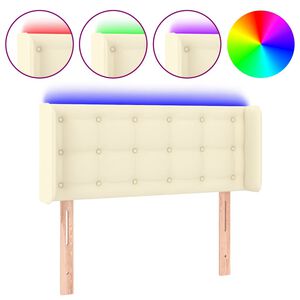 vidaXL gultas galvgalis ar LED, 93x16x78/88cm, krēmkrāsas mākslīgā āda