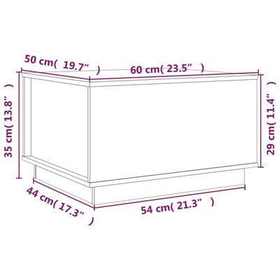 vidaXL kafijas galdiņš, 60x50x35 cm, priedes masīvkoks