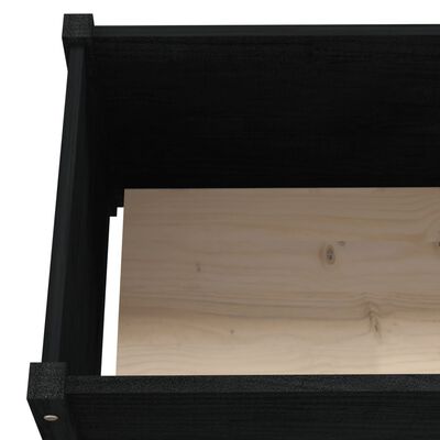 vidaXL dārza puķu kaste, melna, 200x31x31 cm, priedes masīvkoks