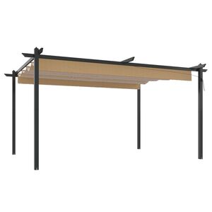 vidaXL dārza nojume ar izvelkamu jumtu, 4x3 m, pelēkbrūna
