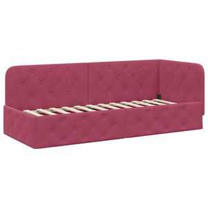vidaXL Stūra gultas rāmis Vīna sarkans 80 x 200 cm Samts