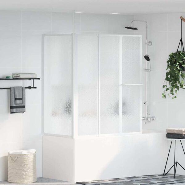 vidaXL vannas siena, L forma, 70x120x137 cm, 4 paneļi, saliekama