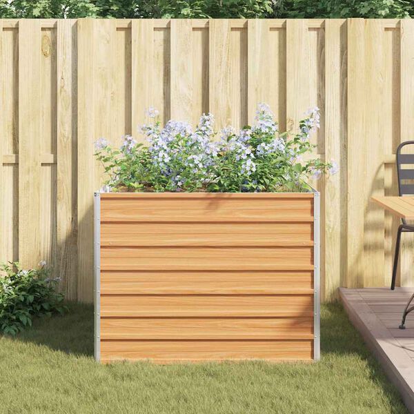 vidaXL Augstā puķu kaste Gai&scaron;i brūns 100 x 100 x 77 cm Cinkots tērauds