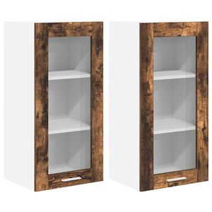 vidaXL Piekarams skapītis ar durvīm 2 pcs Dūmaka ozols 40 x 31 x 80 cm