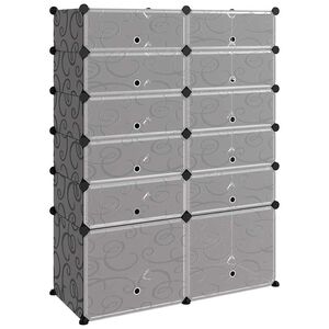 vidaXL apavu plaukts, melns, 94x37x125 cm, plastmasa