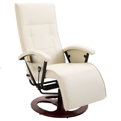 vidaXL masāžas krēsls, krēmbalta mākslīgā āda