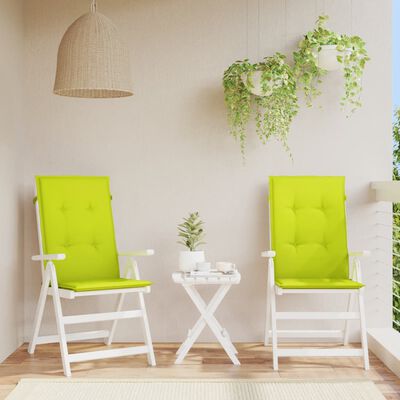 vidaXL dārza krēslu spilveni, 2 gb., spilgti zaļi, 120x50x3 cm, audums