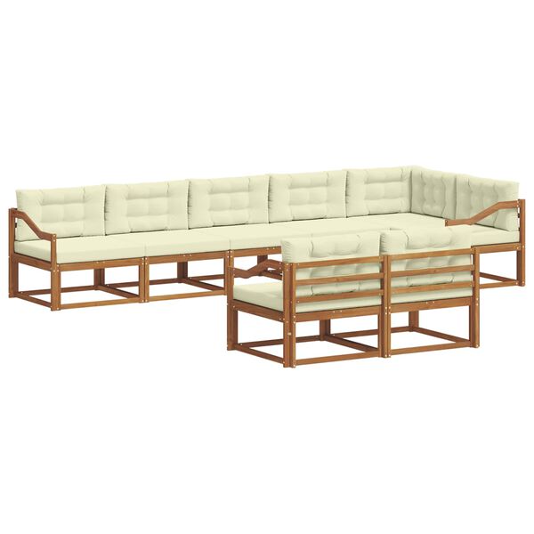 vidaXL Āra dīvānu komplekts ar spilvenu 8 pcs Dabisks un krējuma