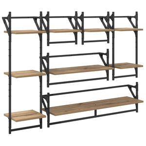 vidaXL Sienas plauktu komplekts 6 gab. Artisānā ozols 100 x 25 x 30 cm