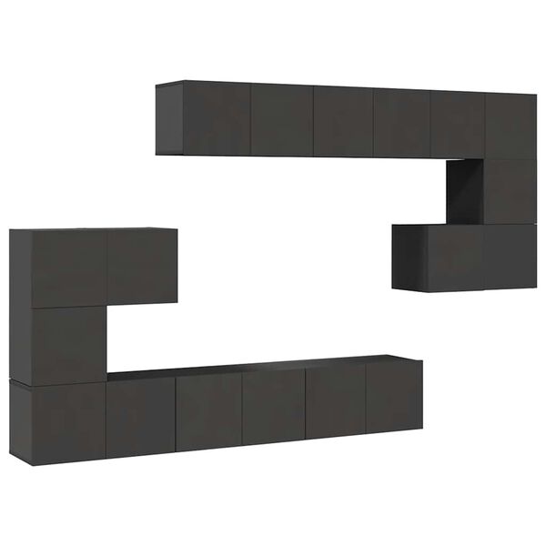vidaXL 10-daļīgs TV plauktu komplekts, pelēks, inženierijas koks