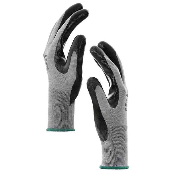 vidaXL Darba cimdi 12 pcs Pelēks un melns 11 / XXL Poliesters