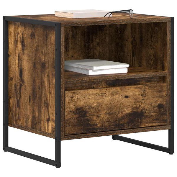 vidaXL Naktsgaldiņ&scaron; Dūmu ozols 50 x 39,5 x 50 cm Inženierijas koks