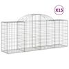 vidaXL arkveida gabiona grozi, 15 gb., 200x50x80/100cm, cinkota dzelzs