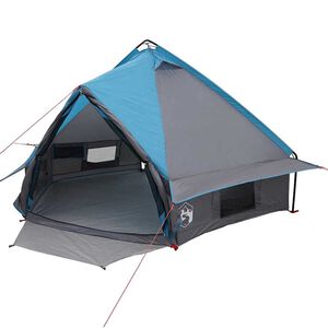vidaXL Tējas telts 4-personām Zila un pelēka 388 x 320 x 169 cm