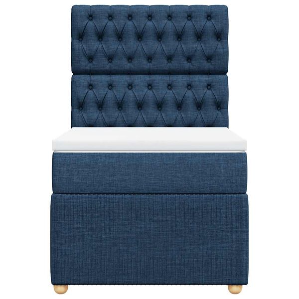 vidaXL atsperu gultas rāmis ar matraci, zils, 100x200 cm, audums