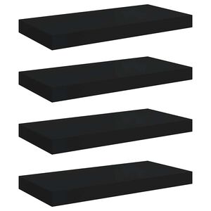 vidaXL sienas plaukti, 4 gab., melni, 50x23x3,8 cm, MDF