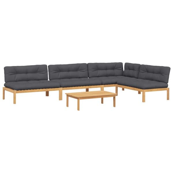 vidaXL 5-daļīgs dārza pale&scaron;u mēbeļu komplekts ar matračiem, akācija