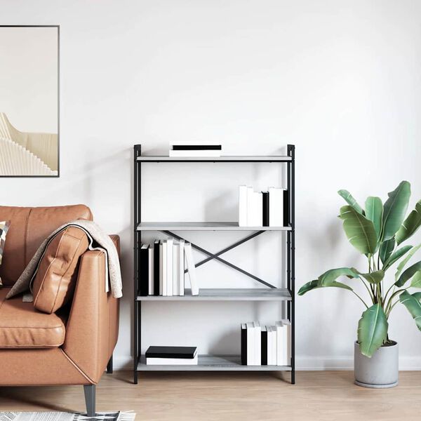 vidaXL Grāmatu plaukts Pelēka Sonomas ozola 80 x 30 x 120 cm