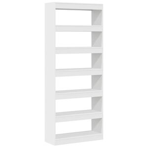 vidaXL Grāmatplaukts 6 līmeņi 80 x 30 x 198 cm Inženierijas koks Balts