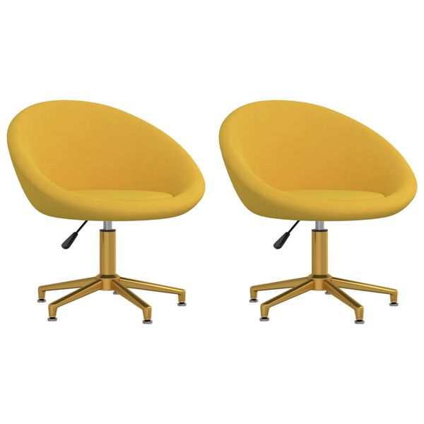 vidaXL virtuves krēsli, 2 gab., dzeltens samts