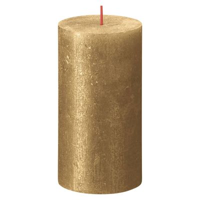 Bolsius cilindriskas sveces Shimmer, 4 gab., 130x68 mm, zelta krāsā