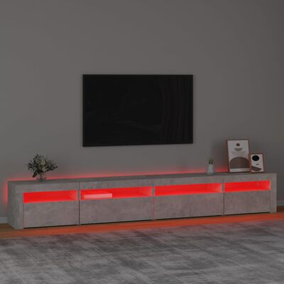 vidaXL TV skapītis ar LED apgaismojumu, betona pelēks, 270x35x40 cm