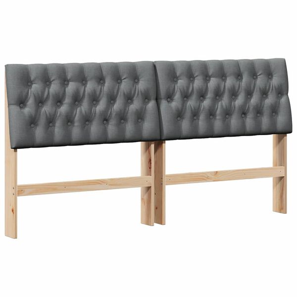 vidaXL Mīkstināts gultas galvgalis Tum&scaron;i pelēks 180 cm