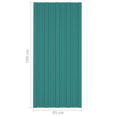 vidaXL jumta paneļi, 36 gab., cinkots tērauds, zaļi, 100x45 cm