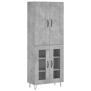 vidaXL augstais skapis, pelēks, 69,5x34x180 cm, inženierijas koks