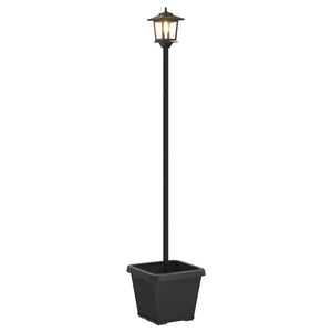 vidaXL Saules lampa ar stabu un puķu podu Melns 32 x 32 x 158 cm