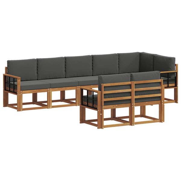 vidaXL Āra dīvānu komplekts ar spilvenu 8 pcs Dabisks un antracīts