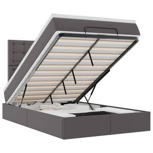 vidaXL Osmaņu gultas rāmis ar matrača pelēks 120x200cm mākslīgā āda