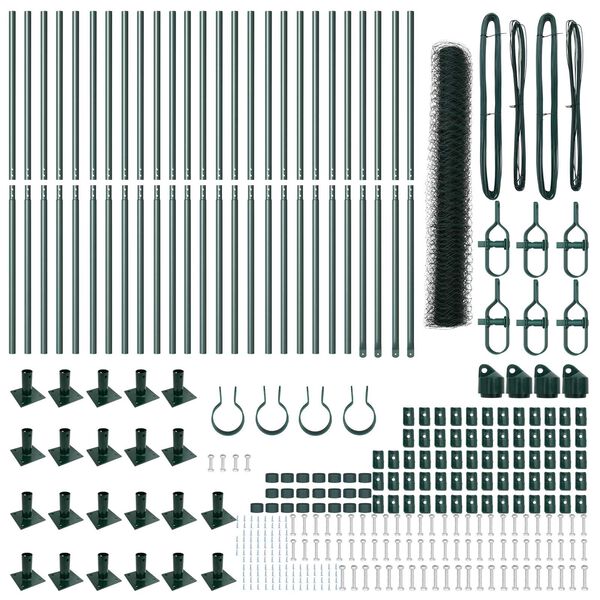 vidaXL Žoga āķis Zaļa 50 x 1,2 m (50 mm acs) Tērauds un PVC