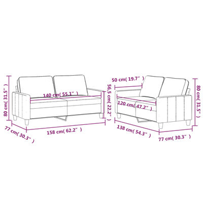 vidaXL divdaļīgs dīvānu komplekts ar spilveniem, gaiši pelēks samts