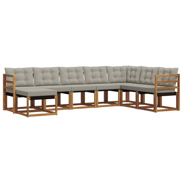 vidaXL Āra dīvānu komplekts ar spilvenu 8 pcs Dabīgs un gai&scaron;i pelēks