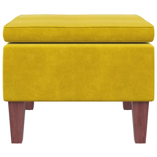 vidaXL soliņš ar koka kājām, dzeltens samts