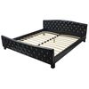 vidaXL gulta ar matraci, melna mākslīgā āda, 180x200 cm