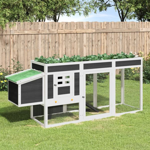 vidaXL vistu būris, 204x50x84 cm, priedes masīvkoks, pelēks