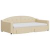 vidaXL izvelkams dīvāns ar atvilktnēm, krēmkrāsas audums, 100x200 cm