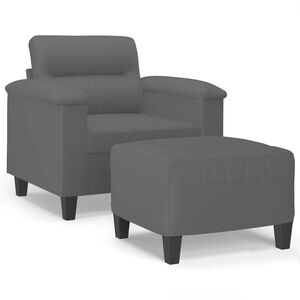 vidaXL atpūtas krēsls ar kājsoliņu, 60 cm, pelēks mikro&scaron;ķiedras audums