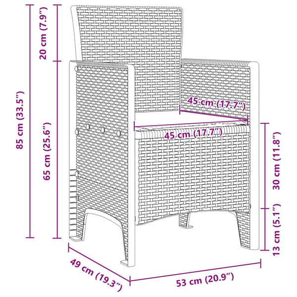 vidaXL Dārza ēdamgalds 13 pcs Brūna Polt rattan