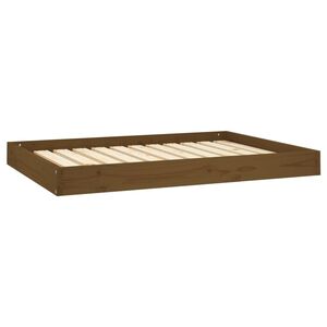 vidaXL suņu gulta, medus brūna, 101,5x74x9 cm, priedes masīvkoks