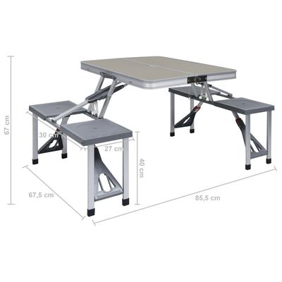 vidaXL saliekams kempinga galds ar 4 sēdekļiem, tērauds, alumīnijs