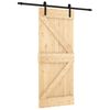 vidaXL Slīdo&scaron;ās durvis Dabiska un melna 85 x 210 cm Cieta priedes koks