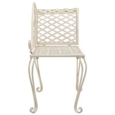 vidaXL dārza guļamkrēsls, 128 cm, metāls, antīki balts
