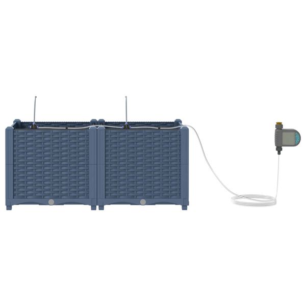 vidaXL Dārza stādītājs 2 pcs Pelēks 80 x 40 x 37,5 cm Plastmasa