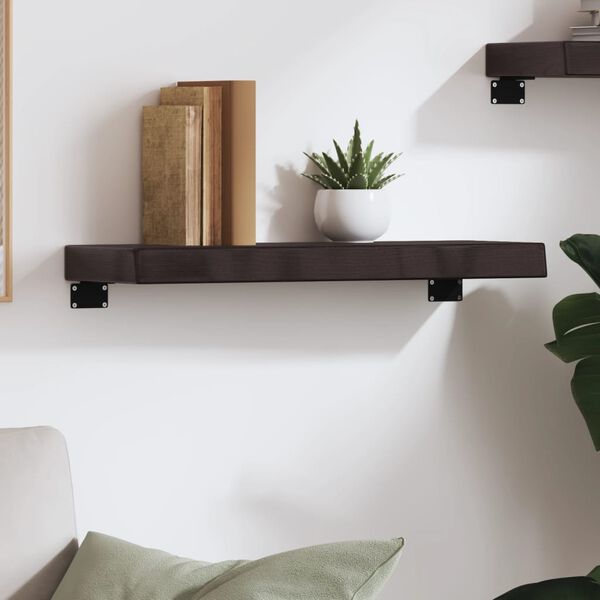 vidaXL sienas plaukts, tum&scaron;i brūns, 60x20x6 cm, ozola masīvkoks